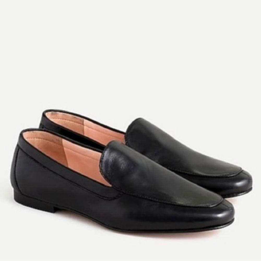 J. Crew - Black Leather Cecile Smoking Slipper Loafers - New Without Box